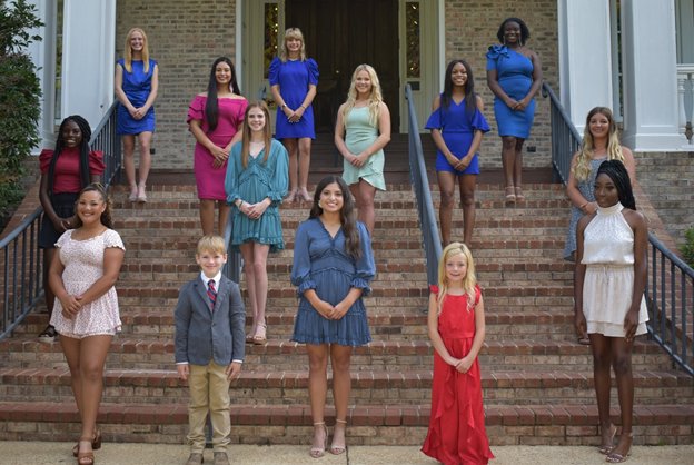 Members of the 2021 Neshoba Central High School Homecoming Court are, front row Crown Bearer Bentley Gilmer, Flower Girl Madalynn King, second row seniors, from left, Javelli Morris, Tenly Grisham and Javien Grant, third row juniors, from left, Charity Moore, Mary Lee Williams, Katie Ward, fourth row sophomores, from left, Nalani Thompson, Jenna Flint, Jayla Edwards and fifth row freshman, from left, Ella Jai Elliott, Gracey Dertinger and Marlee Washington.